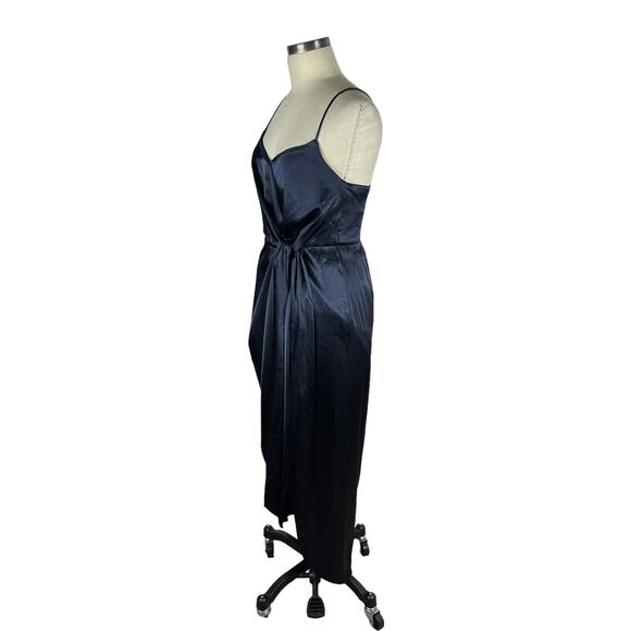 AFTER SIX 6828 Midnight Blue Stretch Charmeuse Draped Midi Dress Size 6R NWT - Picture 3 of 8